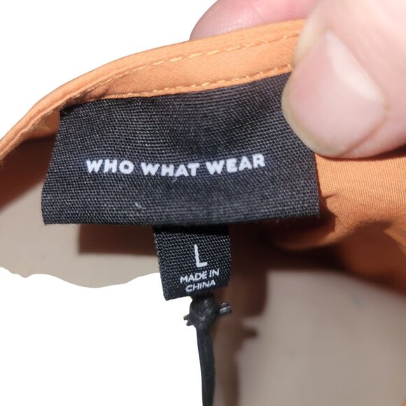 Who What Wear Womens Button-Down Short‎ Sleeve Blouse L Rust Orange 100% Cotton - Picture 5 of 8